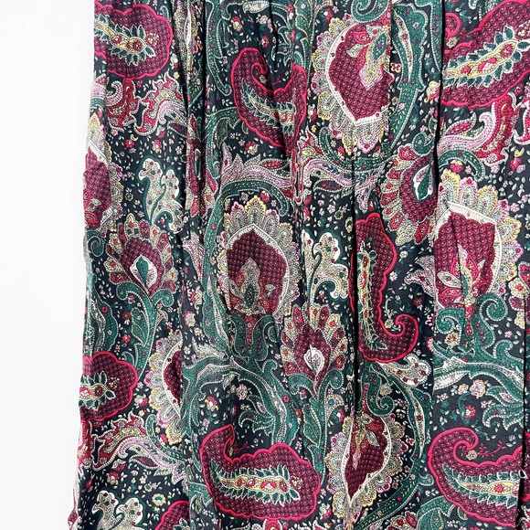 Vintage Black green pink paisley floral midi maxi skirt size Medium or Large - Picture 3 of 6